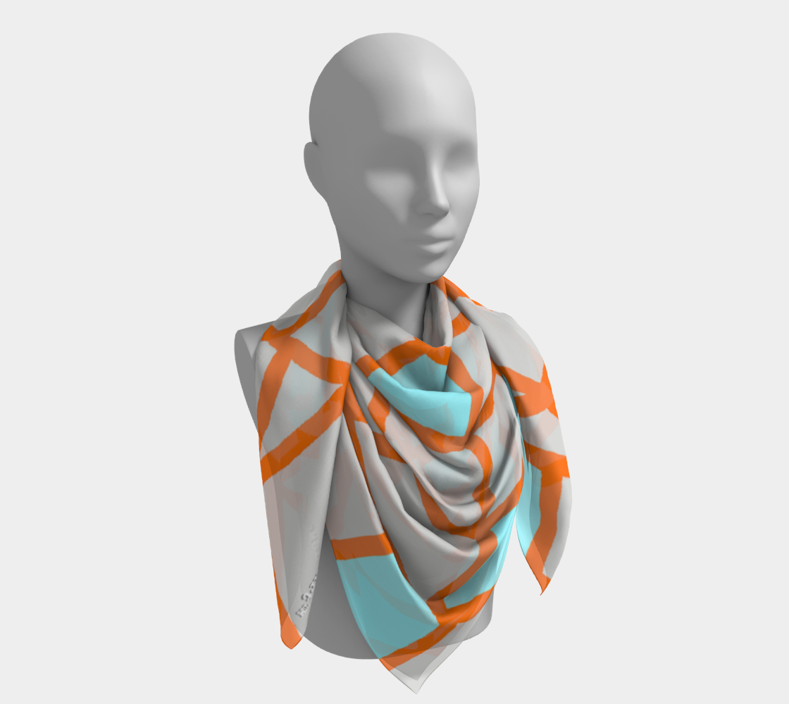 Net Structure #6 Scarf — Orange Line / Gray / Blue Fill | ASTRA SOL™