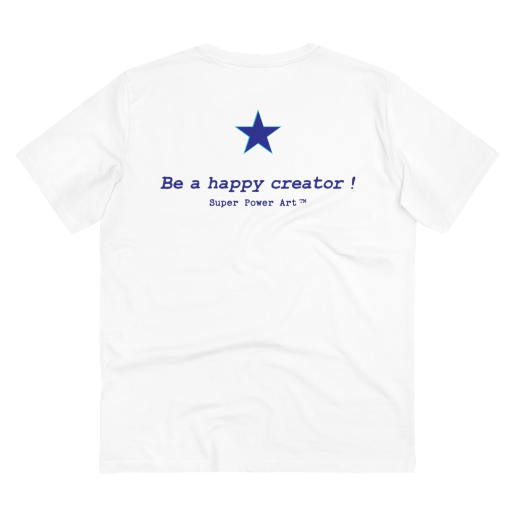 Insook Hwang's art_Star_Happy Creator_DTG Unisex Organic White T-shirt Cotton