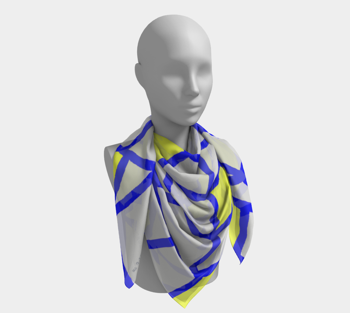 Insook Hwang's Art_Scarves_Net_Blueline_yellow_ fill_gray