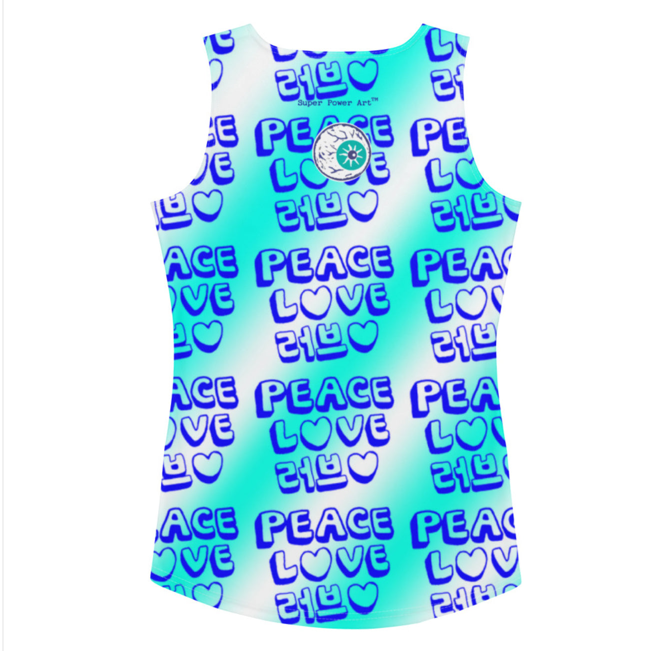 Insook Hwang's art_ Love and Peace_UFO_Eye ball_Sublimation Cut & Sew Tank Top_ Light blue