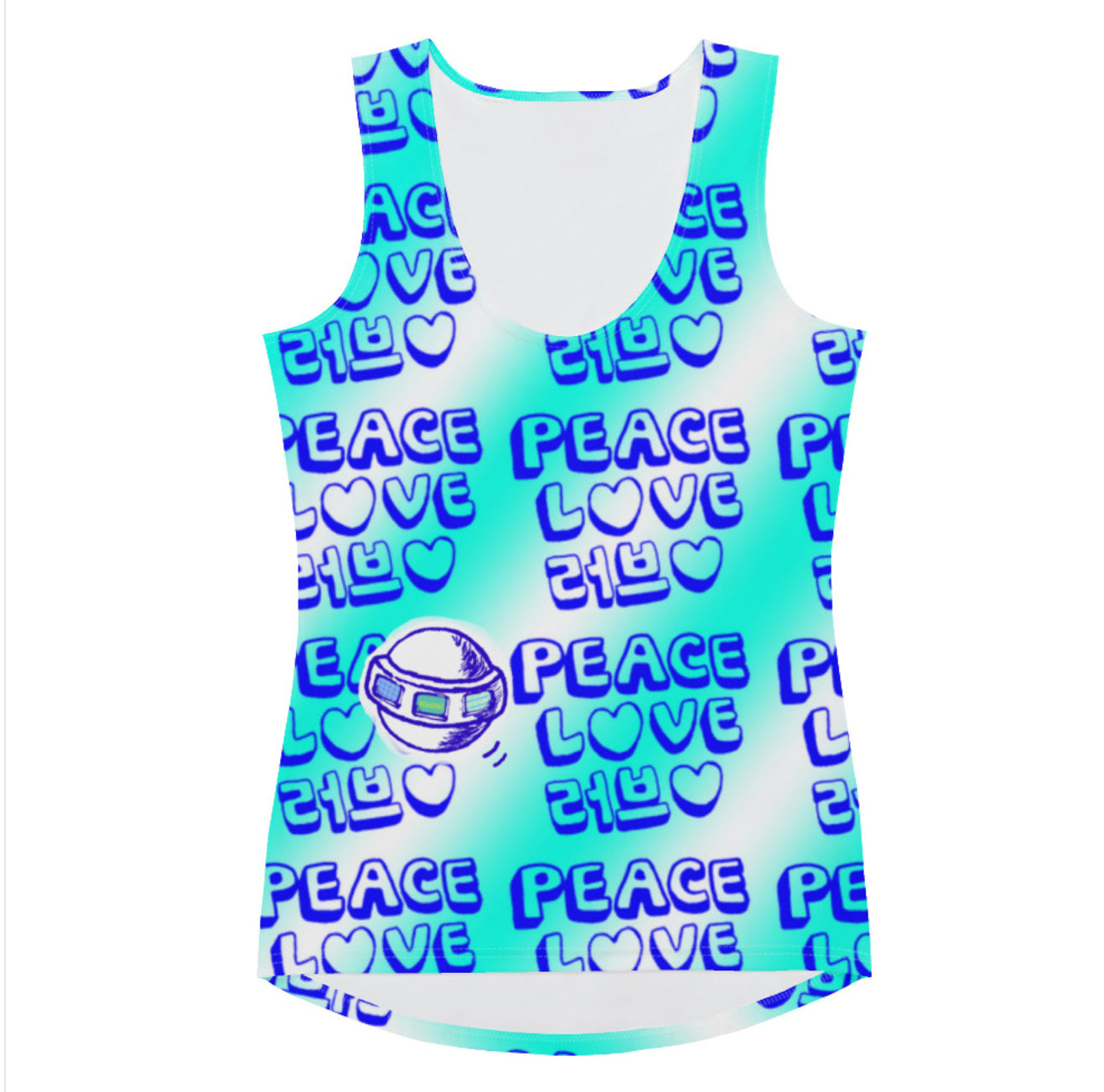 Insook Hwang's art_ Love and Peace_UFO_Eye ball_Sublimation Cut & Sew Tank Top_ Light blue