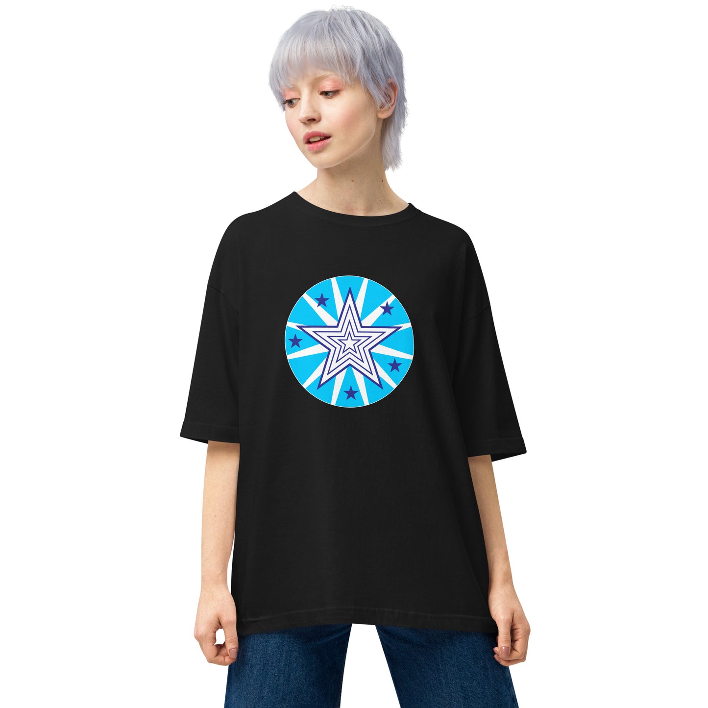 Insook Hwang's art_Star#1_Back(Big Logo_Super Power Art)_DTG Unisex oversized t-shirt (six colors)