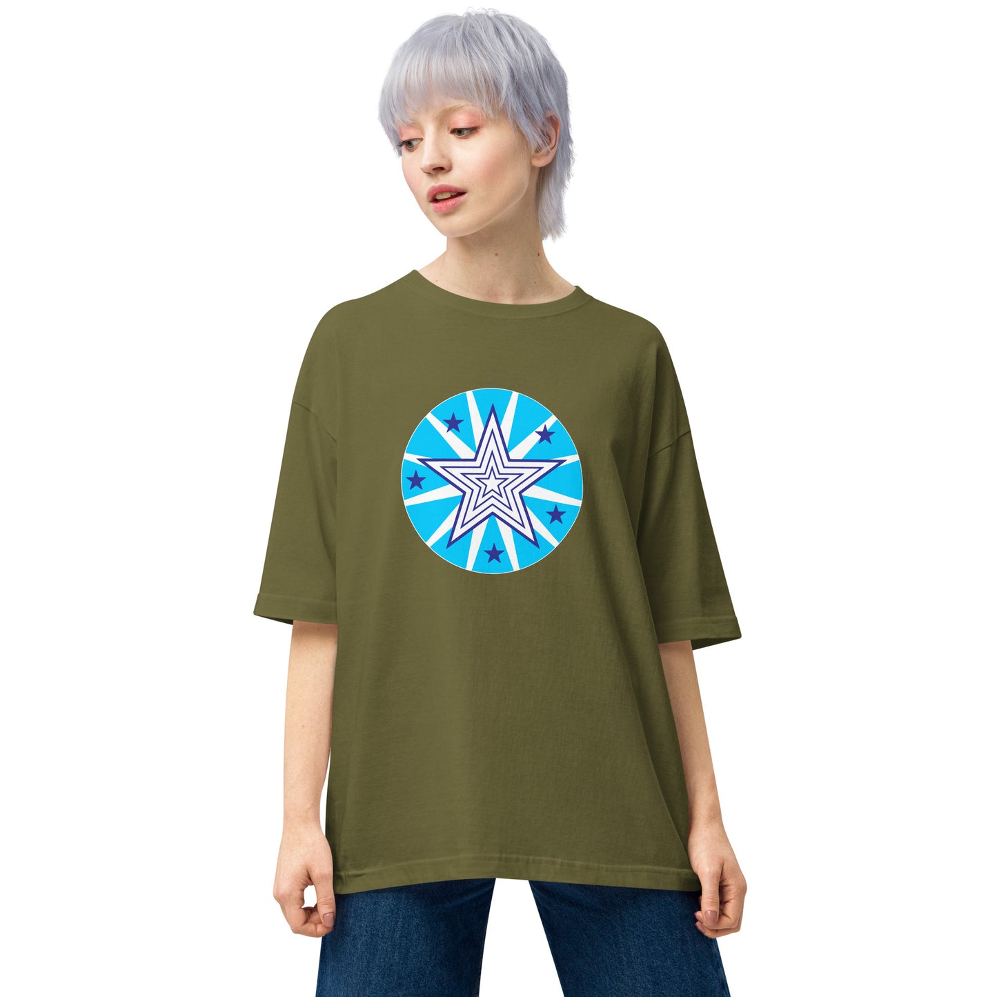 Insook Hwang's art_Star#1_Back(Big Logo_Super Power Art)_DTG Unisex oversized t-shirt (six colors)