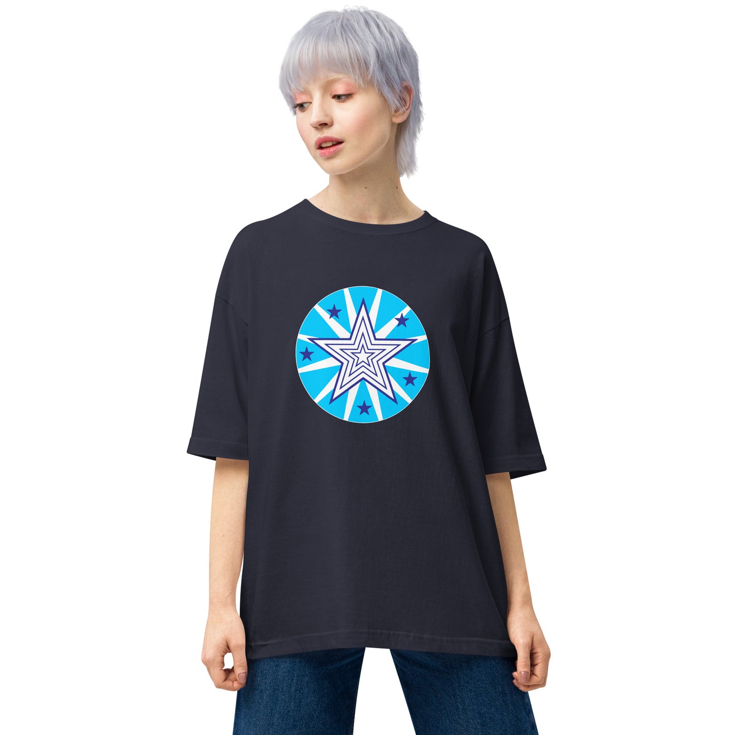 Insook Hwang's art_Star#1_Back(Big Logo_Super Power Art)_DTG Unisex oversized t-shirt (six colors)