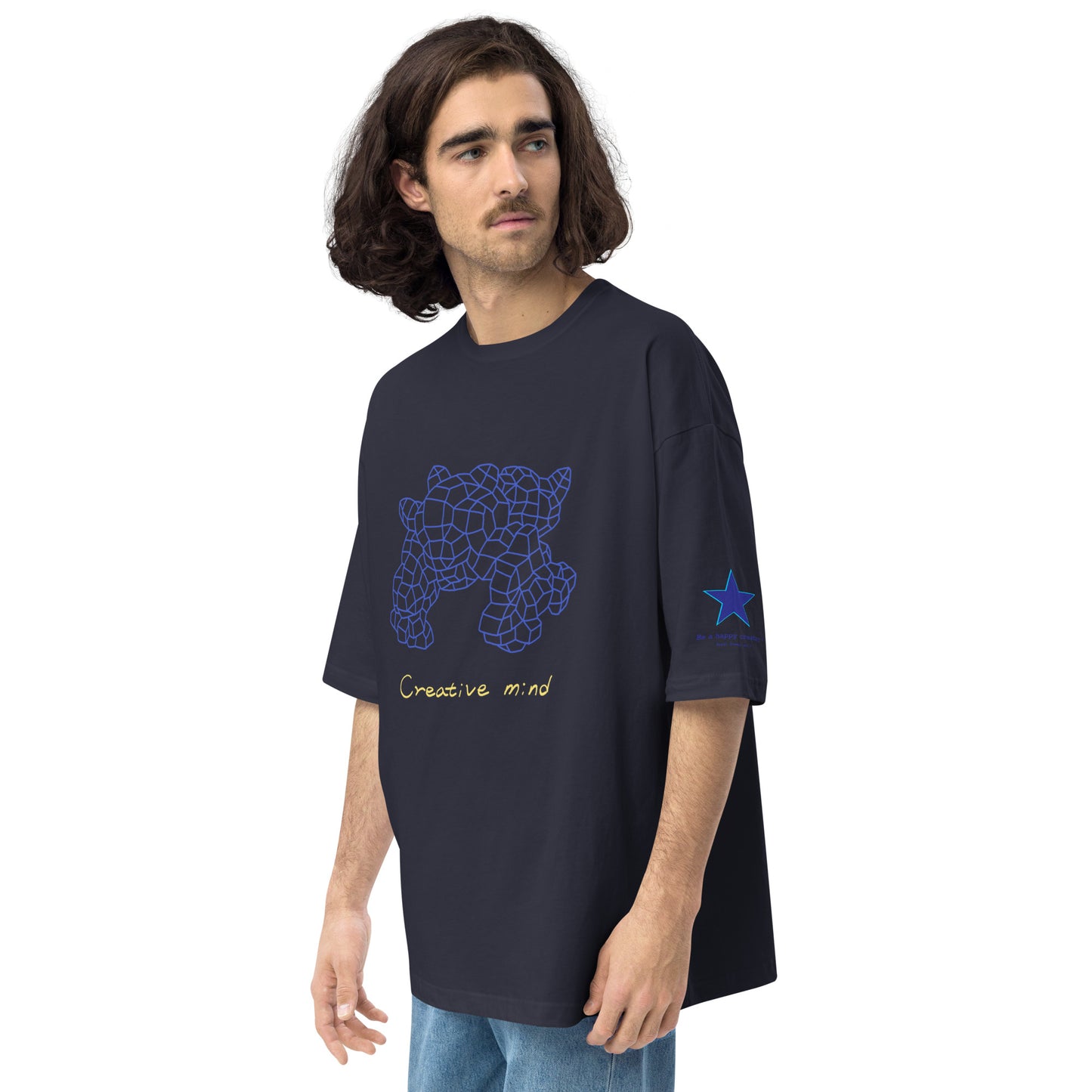 Insook Hwang's art_Net_Blue Dino#1_Unisex oversized t-shirt