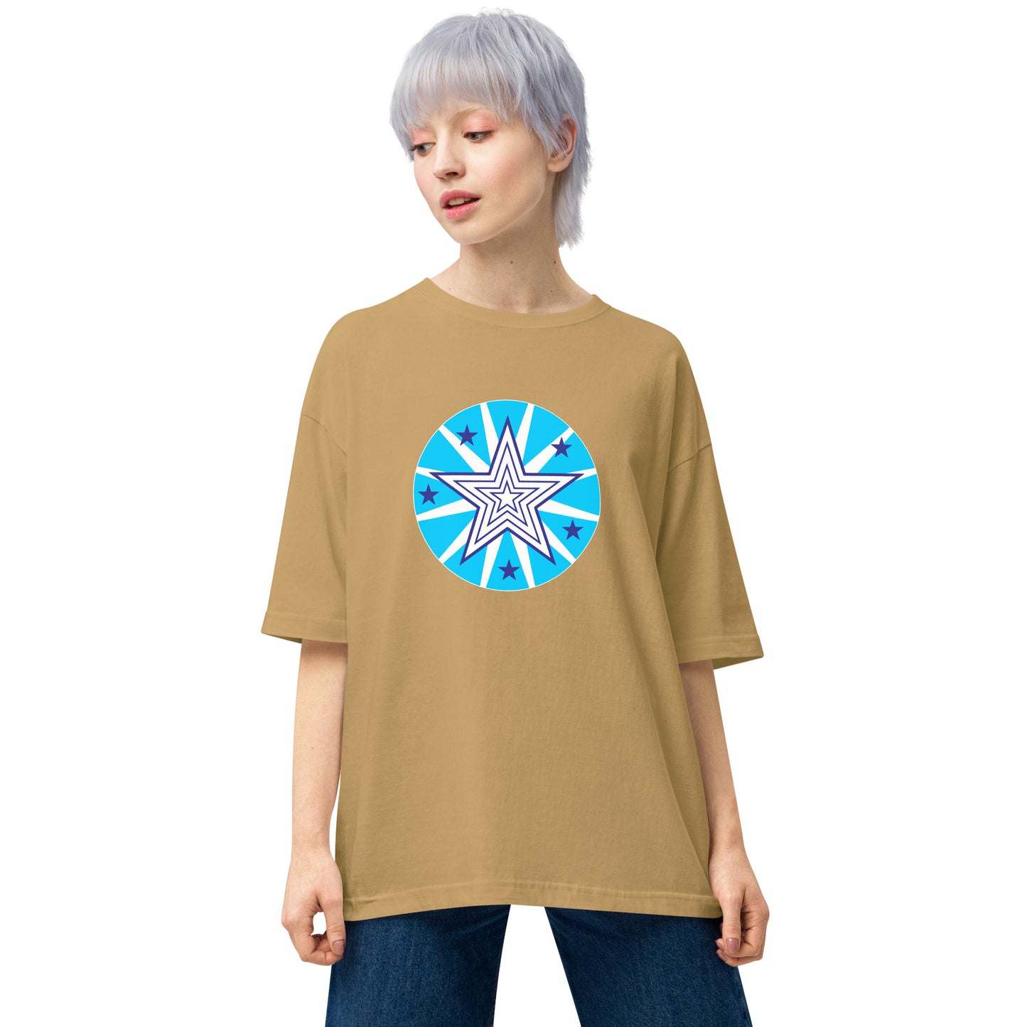 Insook Hwang's art_Star#1_Back(Big Logo_Super Power Art)_DTG Unisex oversized t-shirt (six colors)