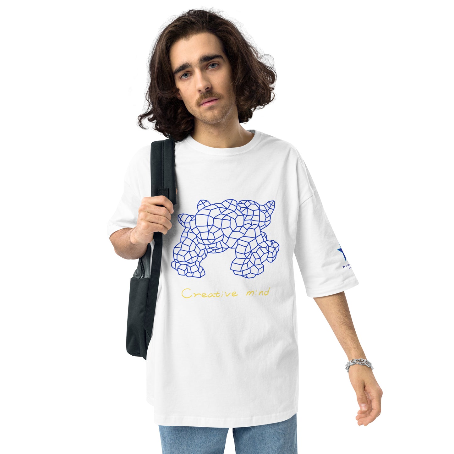 Insook Hwang's art_Net_Blue Dino#1_Unisex oversized t-shirt