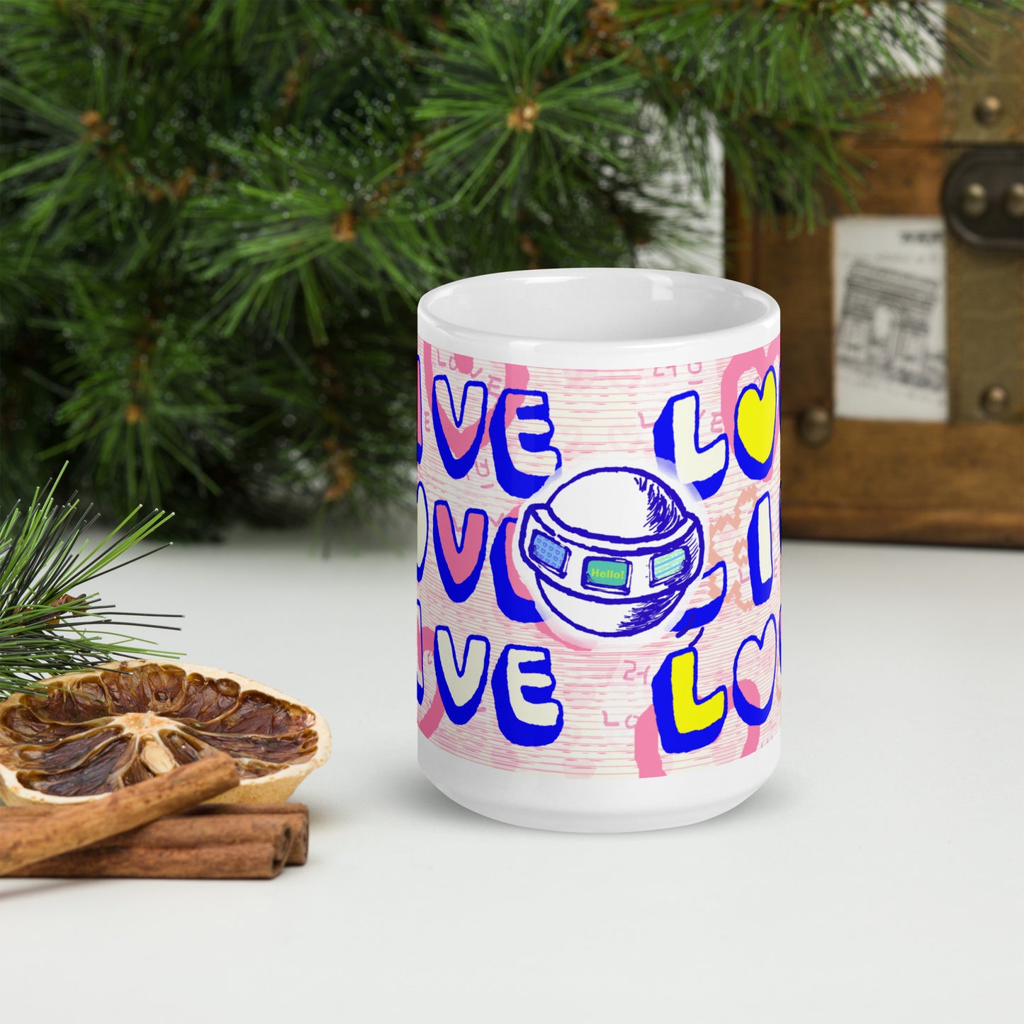 Insook Hwang's art_Love and Live _UFO#1_White glossy mug(11OZ, 15OZ)