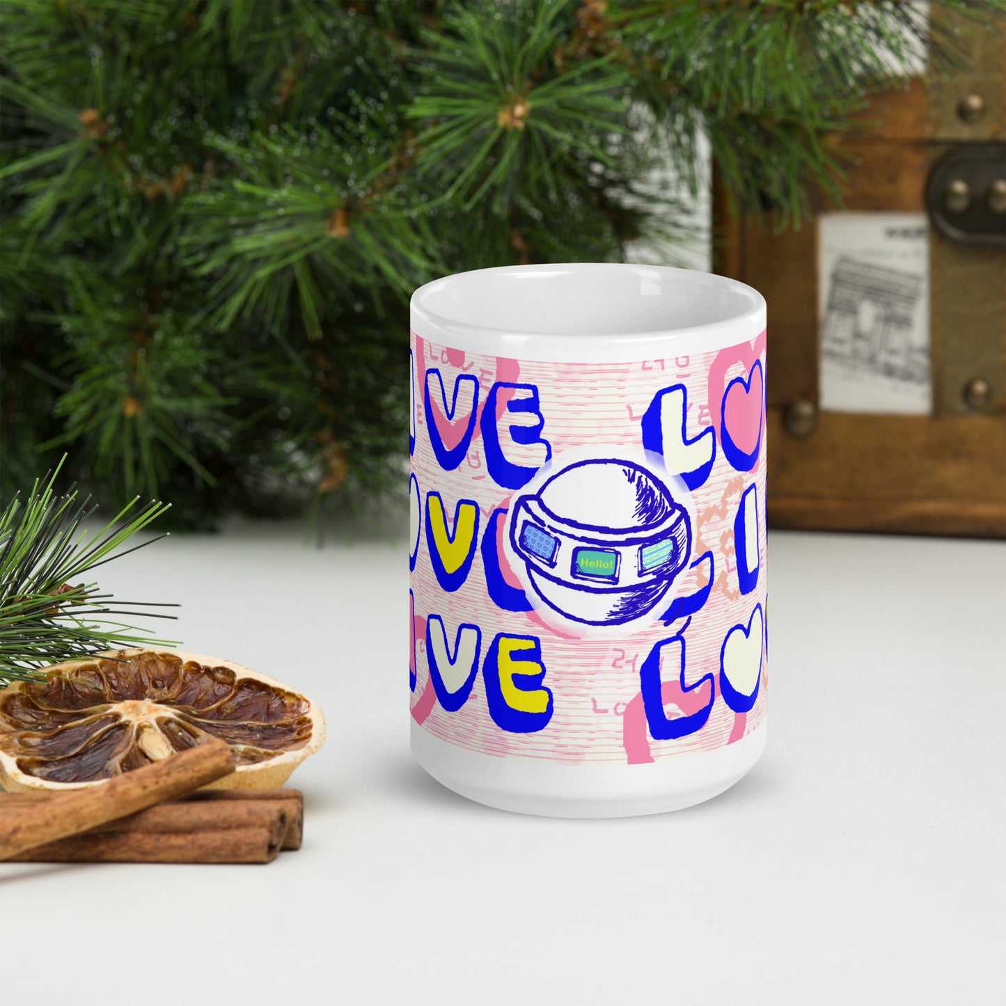 Insook Hwang's art_Love and Live _UFO#2_White glossy mug(11OZ, 15OZ)