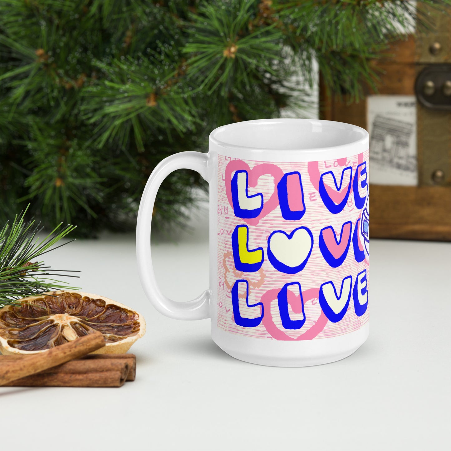 Insook Hwang's art_Love and Live _UFO#1_White glossy mug(11OZ, 15OZ)