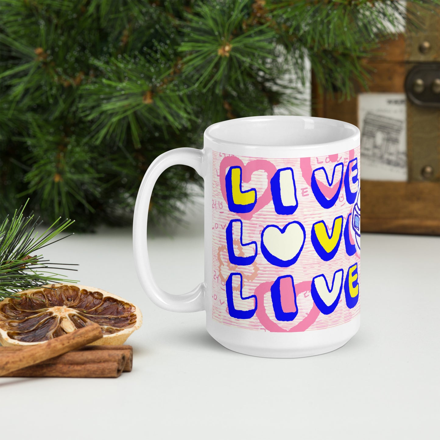 Insook Hwang's art_Love and Live _UFO#2_White glossy mug(11OZ, 15OZ)