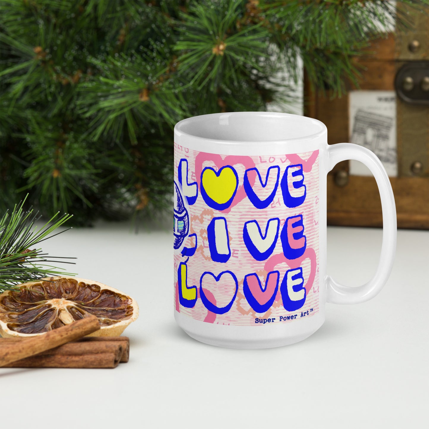 Insook Hwang's art_Love and Live _UFO#1_White glossy mug(11OZ, 15OZ)