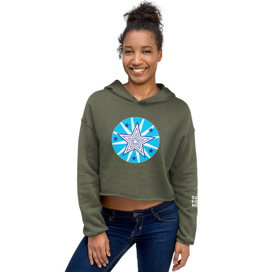 Womens Cropped hoodie_Military Green with Star Logo